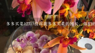 多多买菜12315投诉我多多买菜的团长，你们的工作人员无端的就把我家的店关了，还威胁我说不让干了，